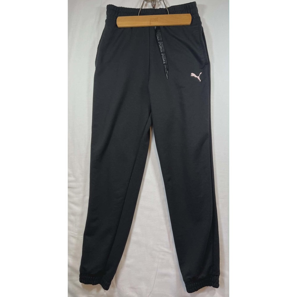 Puma Womens Joggers Black Elastic Waist Drawstring Athletic Sweatpants Small